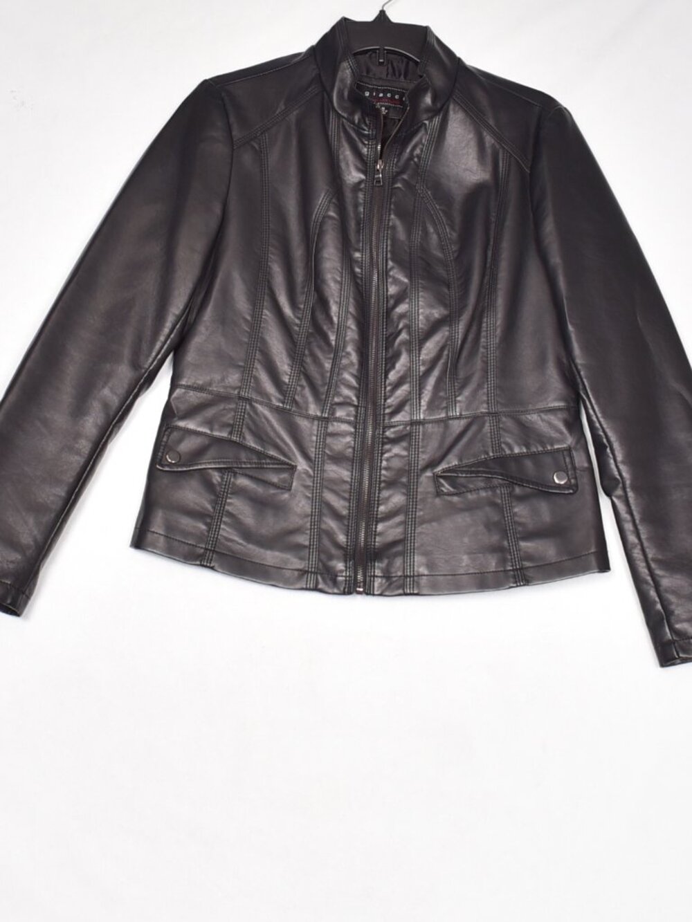 Giacca Faux Leather Women's Jacket Size Medium - Picture 2 of 11